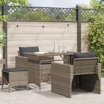 vidaXL 4-delige Loungeset met kussens poly rattan grijs, Tuin en Terras, Verzenden, Nieuw, Rotan, Loungeset