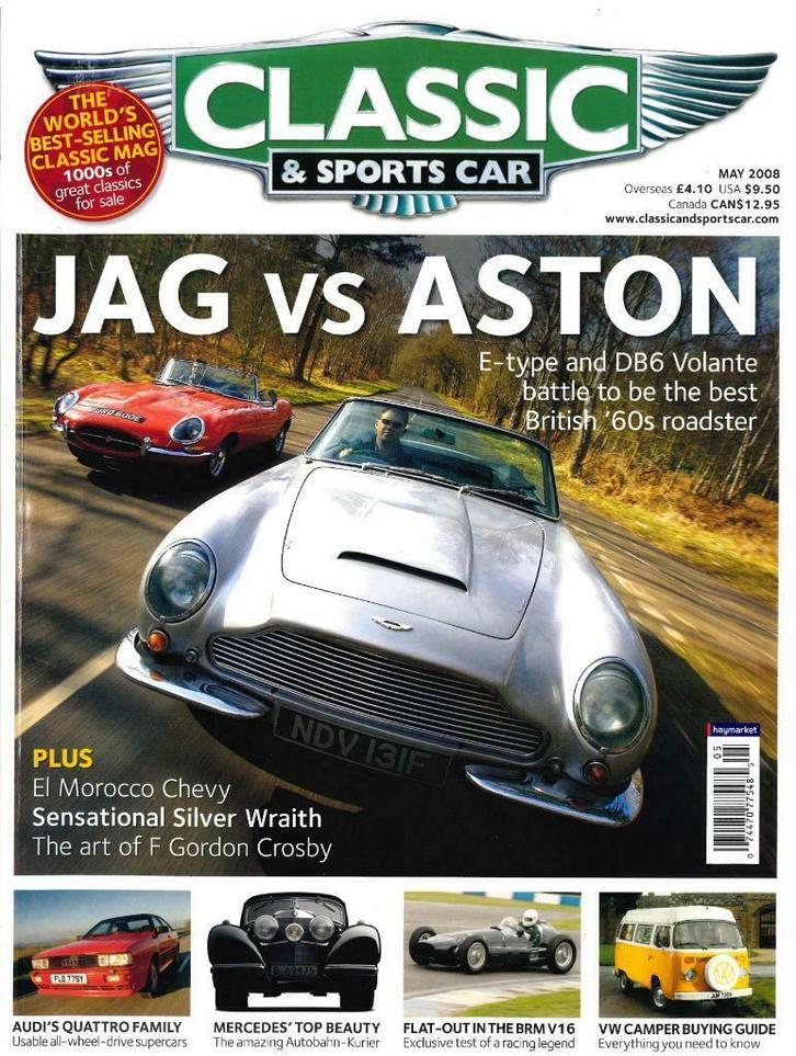 CLASASIC AND SPORTSCAR JAGAUR E-TYPE ASTON MARTING DB6, Boeken, Auto's | Folders en Tijdschriften, Gelezen, Algemeen, Verzenden
