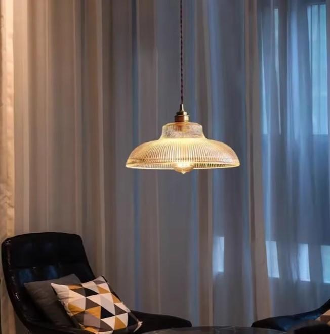 Nordic Houten Glazen Hanglamp – Vintage Messing E27, Huis en Inrichting, Lampen | Hanglampen, Nieuw, Verzenden