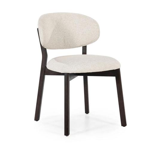 *WOONWINKEL* Eleonora Mikky Luxe Eetkamerstoel Walnoot Beige, Huis en Inrichting, Stoelen, Nieuw, Stof, Verzenden