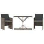 Luxe Bistroset Poly Rattan Grijs - retourdeal - Balkonset, 2 zitplaatsen, Rotan, Nieuw, Ophalen of Verzenden