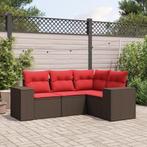 vidaXL 4-delige tuinbankset met kussens, bruin polyrotan, Verzenden, Nieuw, Rotan