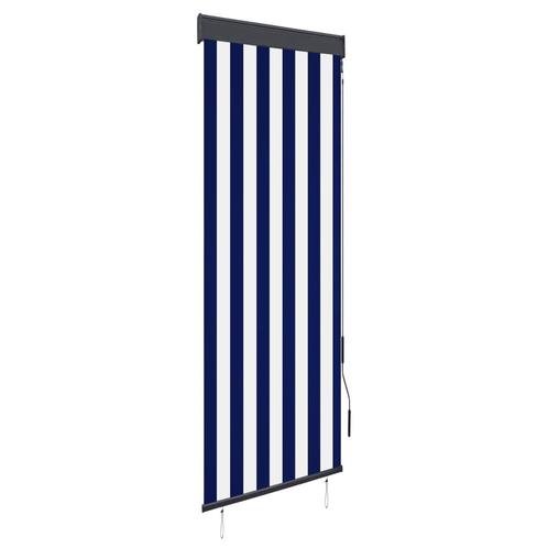 vidaXL Rolgordijn voor buiten 60x250 cm blauw en wit, Huis en Inrichting, Stoffering | Gordijnen en Lamellen, Blauw, Nieuw, Verzenden