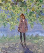 Chris van Dijk  (1952) Impressionist -  Girl near the river