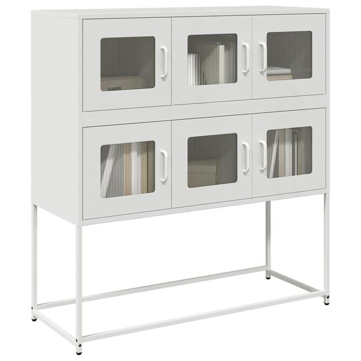 vidaXL Dressoir 100,5x39x107 cm koudgewalst staal wit, Huis en Inrichting, Kasten | Dressoirs, Nieuw, Metaal, Verzenden