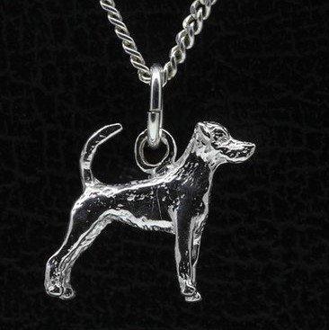 Zilveren Jack russell terrier parson gladhaar met staart ..., Sieraden, Tassen en Uiterlijk, Kettinghangers, Verzenden