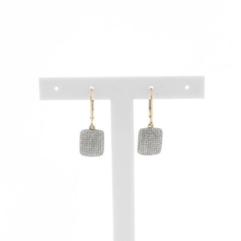9 Krt. Pavé oorhangers met diamant | 1,2 ct., Sieraden, Tassen en Uiterlijk, Antieke sieraden, Met edelsteen, Goud, Ophalen of Verzenden