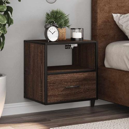 vidaXL Nachtkastjes 2st wandgemonteerd 40x31x39,5cm bruin, Huis en Inrichting, Slaapkamer | Nachtkastjes, Nieuw, Hout, Verzenden