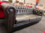 Chesterfield Maarssen ! Groen Leren Chesterfield 3 Zits-Bank, Huis en Inrichting, Ophalen, Gebruikt, CHESTERFIELD, Driepersoons