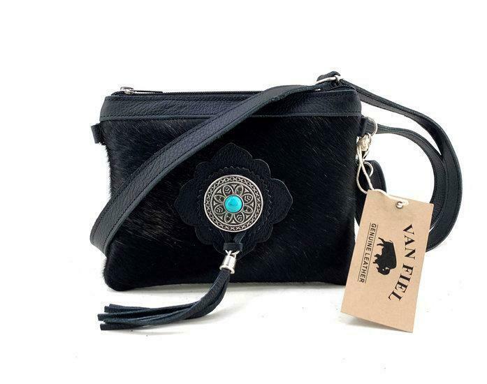 koeienhuid damestasje met verstelbare hengsel zwart, Sieraden, Tassen en Uiterlijk, Tassen | Damestassen, Verzenden