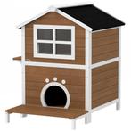 TRUUSK Houten Kattenhuis Met Venster, Balkon, Weerbestendige, Verzenden, Nieuw