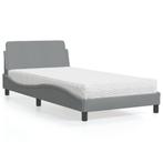 vidaXL Bed met matras Dover stof lichtgrijs 100x200 cm, Huis en Inrichting, Slaapkamer | Bedden, 100 cm, Eenpersoons, Verzenden