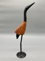 Vintage kraanvogel hout en metaal, Antiek en Kunst, Ophalen of Verzenden