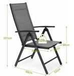 Verstelbare Opvouwbare Terrasstoelen Set van 2 Zwart / Grijs, Tuin en Terras, Tuinstoelen, Verzenden, Nieuw, Aluminium, Inklapbaar