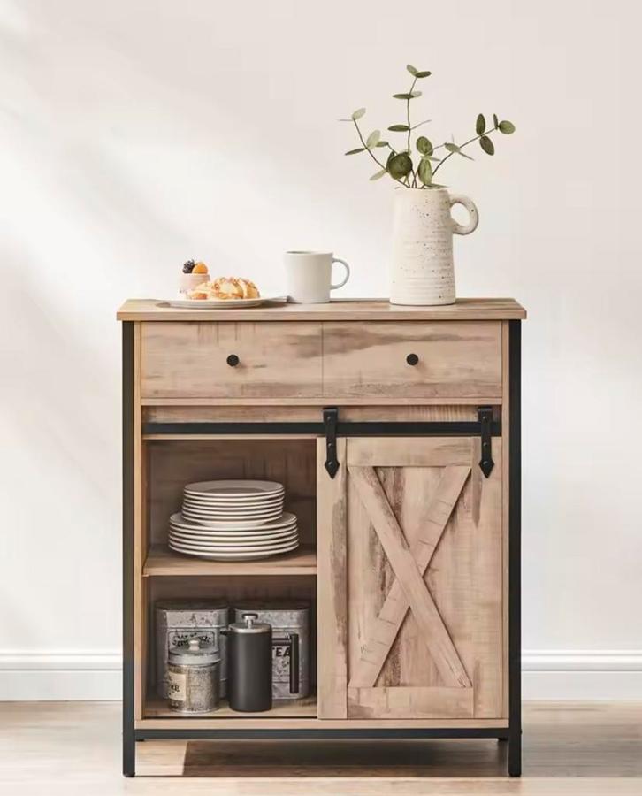 Nieuwe Dressoir Kast Licht Bruin - Vintage Boerderij Stijl, Huis en Inrichting, Kasten | Dressoirs, Nieuw, Met lade(s), Met deur(en)