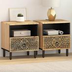 vidaXL Nachtkastjes 2 st 40x33x46 cm massief mangohout, Verzenden, Nieuw, Hout