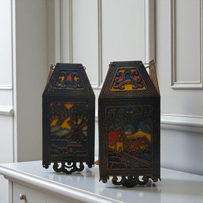 Lantaarn - Karton en Zijdepapier - Hoogte : 26 cm, Antiek en Kunst, Antiek | Overige Antiek