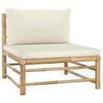vidaXL Tuinmiddenbank met crèmewitte kussens bamboe, Tuin en Terras, Tuinsets en Loungesets, Verzenden, Nieuw, Hout
