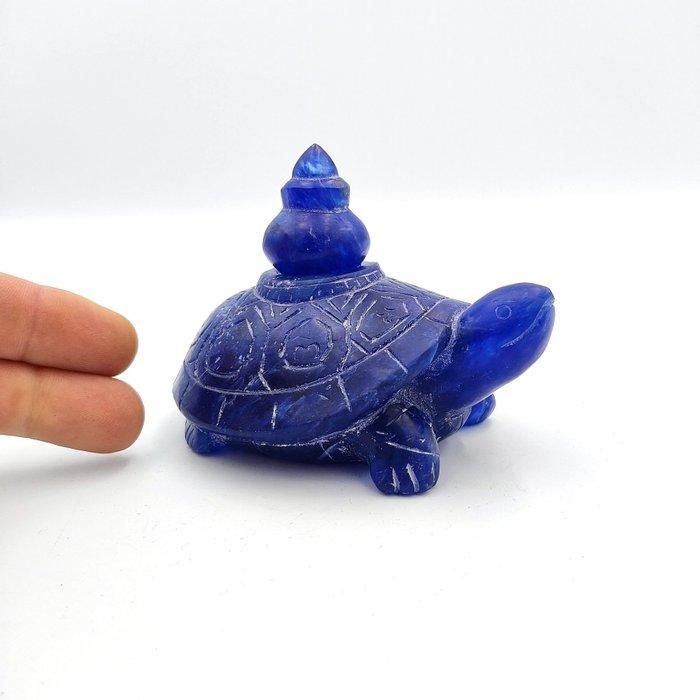 Oud-Indochinese Blue Glass Crystal Stupa op schildpadbasis, Antiek en Kunst, Antiek | Overige Antiek