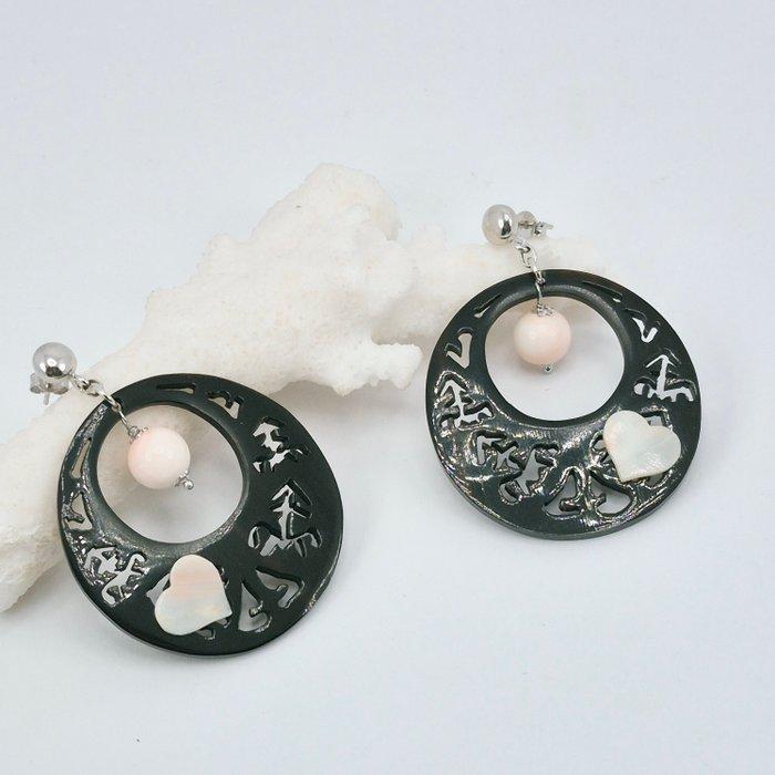 Koraal - Zilver - Oorbellen - Roze koraal, Antiek en Kunst, Curiosa en Brocante