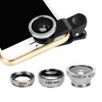 3 in 1 Universele Camera Lens Clip voor Smartphones Zilver -, Verzenden, Nieuw