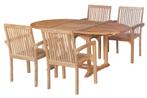 Teak Tuinset Pile | Ovalen Uitschuifbare Tuintafel 120<>180, Verzenden, Nieuw