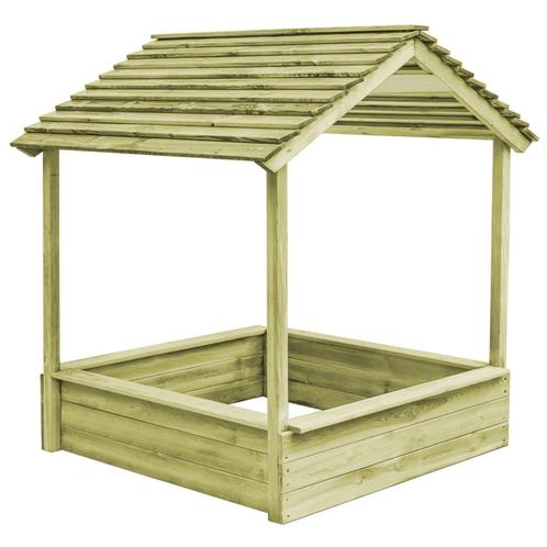 vidaXL Buitenspeelhuis met zandbak 128x120x145 cm grenenhout, Kinderen en Baby's, Speelgoed | Buiten | Speelhuisjes, Nieuw, Verzenden