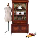 Franse Vitrine met lade en gesloten deurtje prachtig ingeleg, Antiek en Kunst, Ophalen of Verzenden