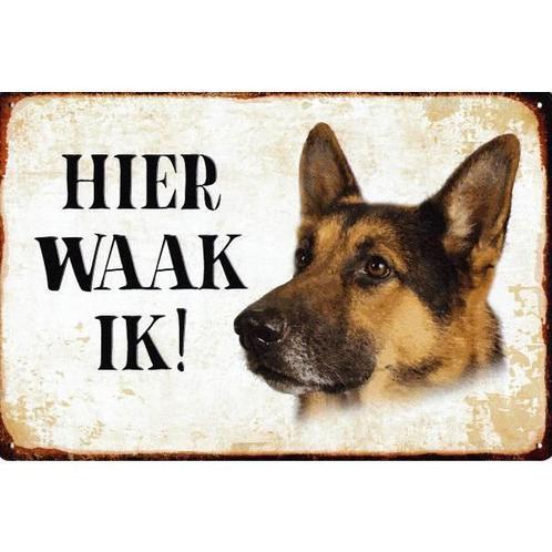 Wandbord Tekstbord Waakbord - Hier waak ik Duitse Herder, Verzamelen, Dierenverzamelingen, Nieuw, Ophalen of Verzenden