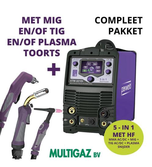 Parweld XTM221DI 5 in 1 multi-proces inverter lasapparaat, Doe-het-zelf en Verbouw, Gereedschap | Lasapparaten, Nieuw, Ophalen of Verzenden