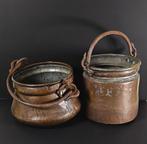 Pan (2) - pot, kookpot, cachepot - Koper