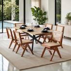 Houten stoel Lizzy met Weens vlechtwerk in boho-stijl - donk, Huis en Inrichting, Stoelen, Verzenden, Nieuw