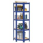 vidaXL Hoekrek 5-laags staal en bewerkt hout blauw, Huis en Inrichting, Kasten | Stellingkasten, Verzenden, Nieuw