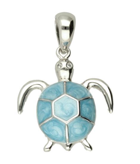 Zilveren Schildpad met blauwe steen kettinghanger, Sieraden, Tassen en Uiterlijk, Kettinghangers, Verzenden