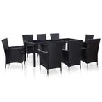 vidaXL 9-delige Tuinset poly rattan zwart, Nieuw, 8 zitplaatsen, Tuinset, Verzenden