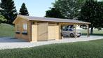 Graed houten garage met carport Able Large, Tuin en Terras, Overkappingen, Nieuw, Carport, Verzenden