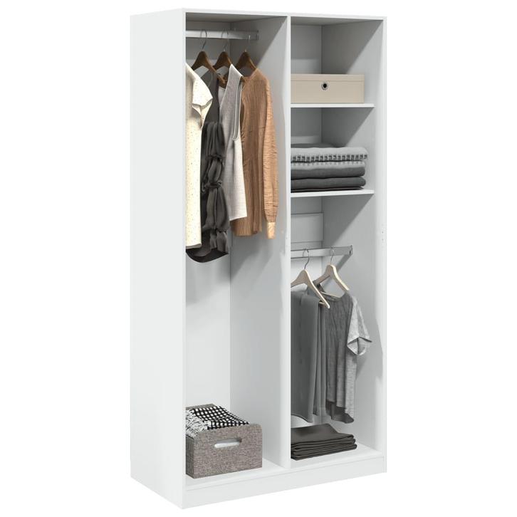 vidaXL Kledingkast 100x50x200 cm bewerkt hout wit, Huis en Inrichting, Kasten | Kledingkasten, Nieuw, Verzenden