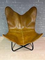 Voetenbank - Leer, Metaal - Vlinderstoel, Antiek en Kunst