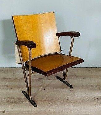 Stoel - Hout, Metaal - Vintage bioscoopsstoel, Antiek en Kunst, Kunst | Designobjecten