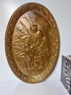 Decoratief ornament - België - XL Geslagen koperen wandp, Antiek en Kunst