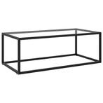 vidaXL Salontafel met gehard glas 100x50x35 cm zwart, 100 tot 150 cm, Verzenden, Nieuw, 50 tot 100 cm