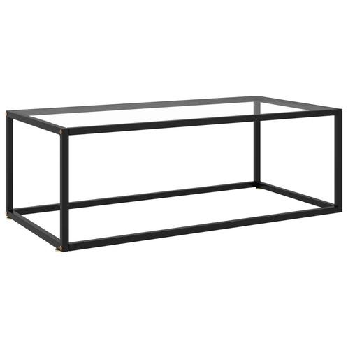 vidaXL Salontafel met gehard glas 100x50x35 cm zwart, Huis en Inrichting, Tafels | Salontafels, 100 tot 150 cm, Nieuw, Glas, Minder dan 50 cm