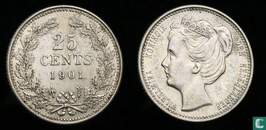 Nederland 25 cents 1901 (type 2), Postzegels en Munten, Munten | Nederland, Losse munt, 5 cent, Goud, Zilver, Verzenden