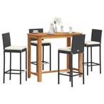 vidaXL 5-delige Tuinbarset massief acaciahout en poly rattan, Tuin en Terras, Verzenden, Nieuw, Rotan, 4 zitplaatsen