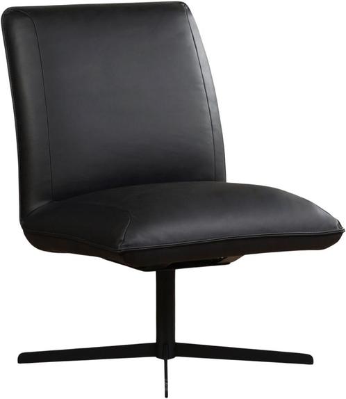Zwarte leren industriële draaifauteuil zonder armleuning - R, Huis en Inrichting, Fauteuils, 50 tot 75 cm, 75 tot 100 cm, Nieuw