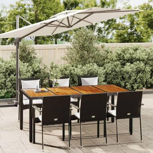 vidaXL 7-delige Tuinset met kussens poly rattan zwart, Tuin en Terras, Tuinsets en Loungesets, Tuinset, Nieuw, 6 zitplaatsen, Rotan