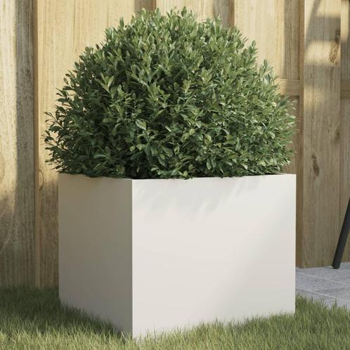 vidaXL Plantenbak 32x30x29 cm staal wit, Tuin en Terras, Bloembakken en Plantenbakken, Nieuw, Metaal, Verzenden