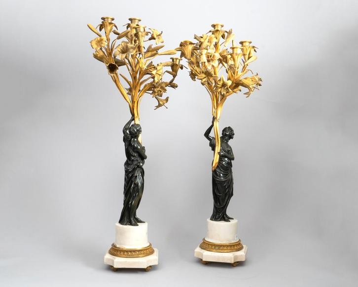 2 vijflichts kandelabers, Frankrijk, eerste helft 19e eeuw, Antiek en Kunst, Antiek | Woonaccessoires