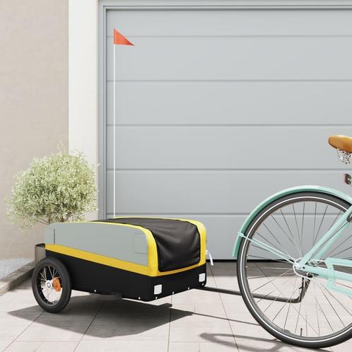 vidaXL Fietstrailer 30 kg ijzer zwart en geel, Fietsen en Brommers, Fietsaccessoires | Aanhangers en Karren, Nieuw, Verzenden