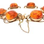 8 Krt. Vintage armband met barnsteen | 18 cm (dames armband), Sieraden, Tassen en Uiterlijk, Antieke sieraden, Ophalen of Verzenden
